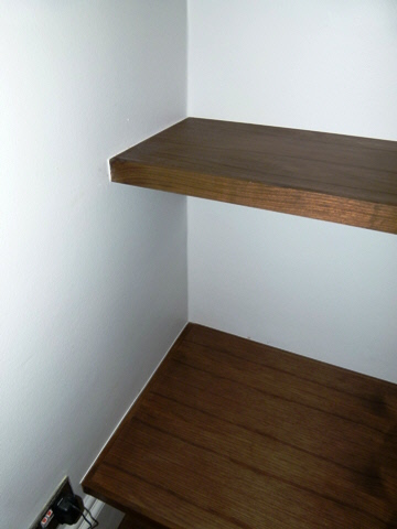 walnut wall shelving